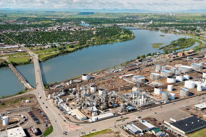 Aerial Photography ~ Marketing photograph, Calumet Refinery, Great Falls, MT. Copyright, Darrin Schreder