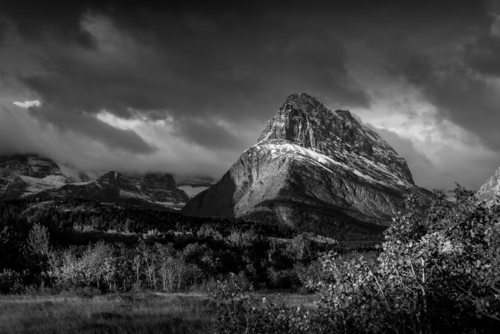 Commercial Advertising Photography, September sunrise on Grinnell Point, Glacier NP - B/W